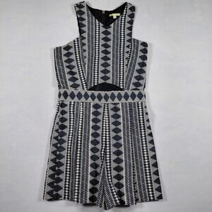 Gianni Bini XS Blue Geometric Embroidered Sleeveless Cutout Romper Jumpsuit